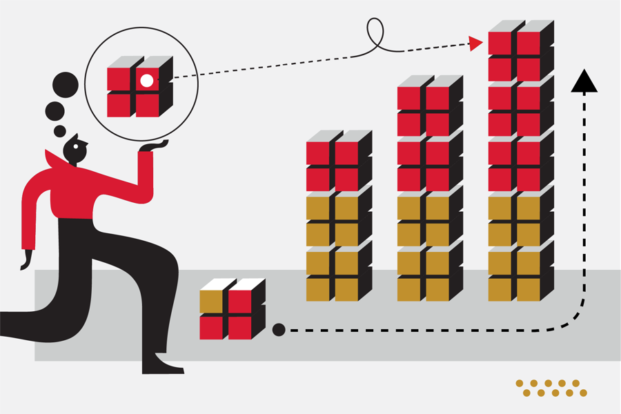 Illustration of a person adapting to increased order volume