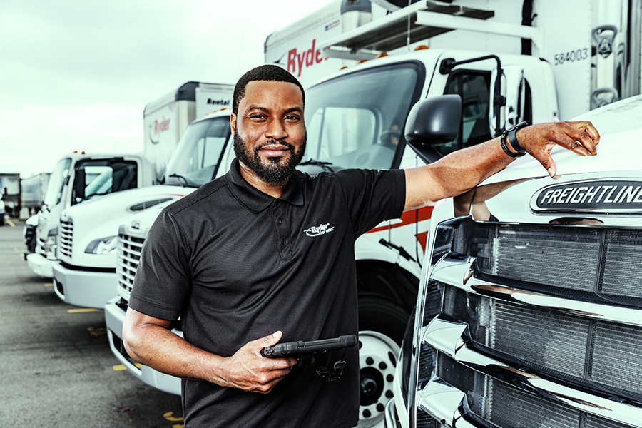 Dedicated fleet trucks lined up